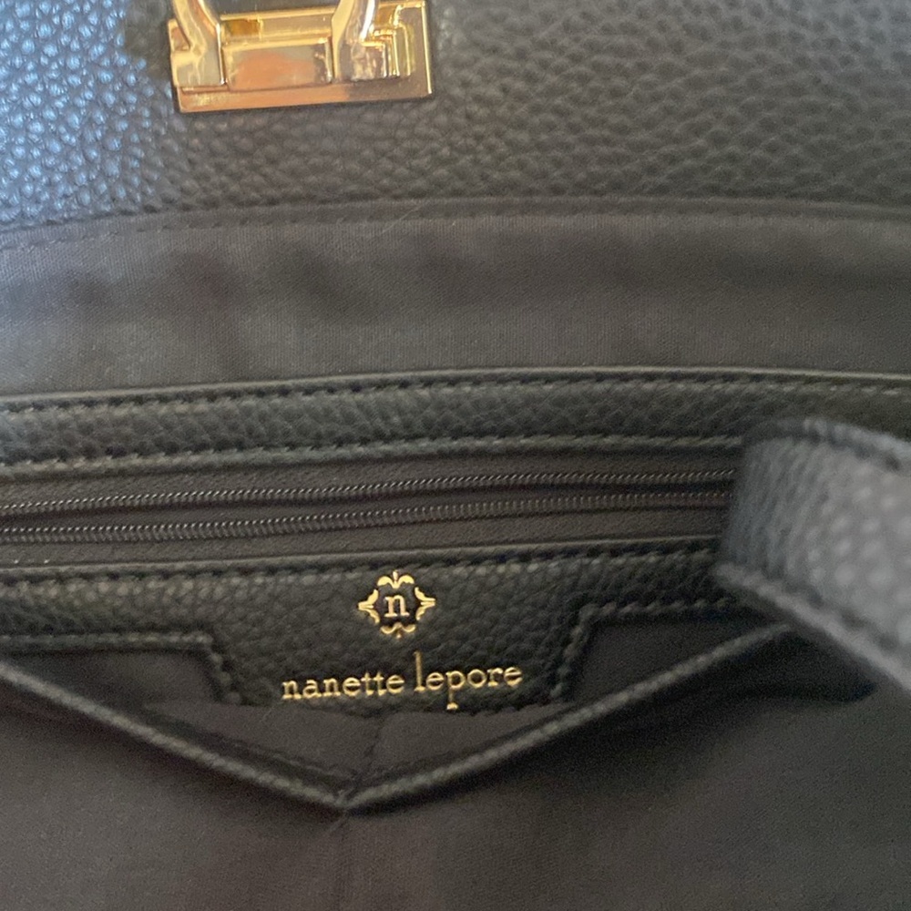 Nanette Lepore Vegan Leather Black Handbag with detachable crossbody strap. - Picture 6 of 8